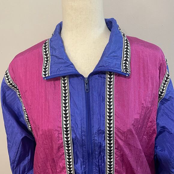 Cabazon Vintage 80s Windbreaker Lined Women's Size M Purple Pink - Picture 8 of 13